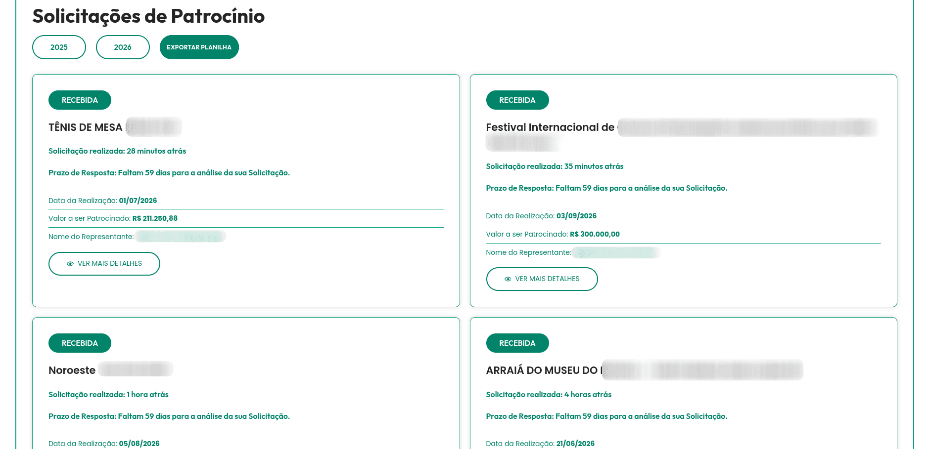 Sistema de Patrocínio — dashboard do gabinete